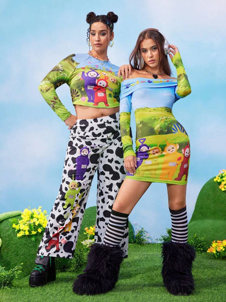 希少  Imran Potato teletubbies ハーフパンツ Teletubbies X SHEIN Plus Size Spring/Summer Y2K Kawaii Warm Retro