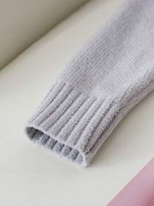 Tween Girl 宽松立领毛衣，浅灰色百搭款式，百搭柔软面料，秋冬季必备