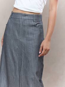MISSGUIDED Tailored Pinstripe Maxi Skirt With Back Slit