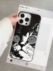 ROMWE Grunge Punk Ốp lưng điện thoại mềm mại in họa tiết mèo hoạt hình, tương thích với iPhone - Nhiều màu - Xem 5