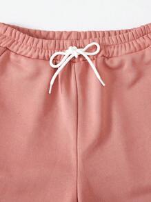 SHEIN Tween Girls Fashionable Loose Waist Drawstring Sport Pants - Pink - View 4