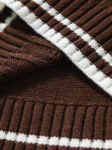 Manfinity Sporsity Chaleco de punto informal con ribete contrastante para hombre, otoño