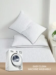 2 件 100% 防水枕套防尘防油绗缝拉链套枕套不起球，柔软透气枕头保护套，枕套，无异味，无噪音，白色 - 白色 - 查看 7