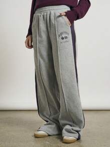 AiiRZ Ashford Alumni Athletics Sweatpants Wide Leg Soft Brushed Fleece Retro Sports Training College University Loungewear Fall Winter Leisure Athleisure Pants - Grey - View 1