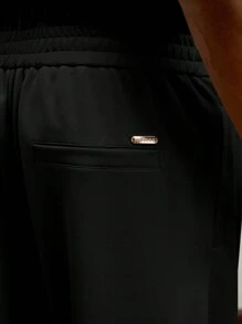 AKNOTIC Business Casual Pantalones casuales de hombre de pierna recta y ajustada, de punto, aptos para el otoño - Negro - Ver 4