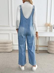 EMERY ROSE Damen Lässig vielseitig tragbares Denim Latzhose Jumpsuit mit Taschen für den täglichen Gebrauch
