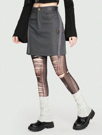 Goth 1 Set: 1 Paar weiße warme Beinlinge + 1 Stück schwarze formende Strumpfhose, Damen Beinlinge Set