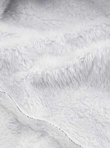 SHEIN MOD 黑白蓬松PU皮革长袖西装外套和迷你裙两件套，秋冬 - 黑色 - 查看 6