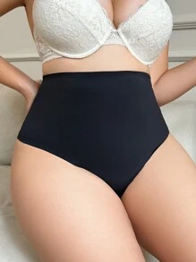 Plus Size Women's Contrast Lace Fashion Shapewear Briefs - Apricot - View 2