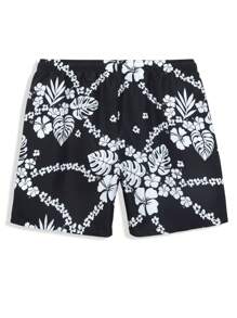 Manfinity KASUA Plus Size Men's Floral Print Drawstring Waist Loose Beach Shorts - Multicolor - View 2