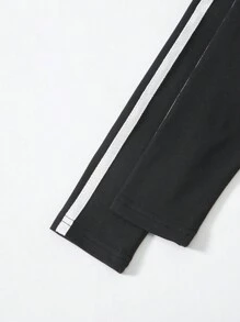 SHEIN Tween 女孩城市口号印花紧身针织休闲街头时尚长裙 - 彩色 - 查看 3