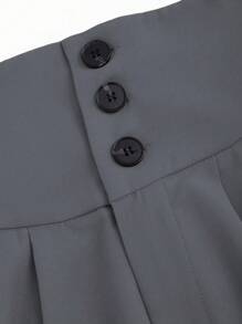 Sweetra Quần dài nữ rộng rãi, thoải mái, cạp cao mùa xuân - Xám - Xem 4