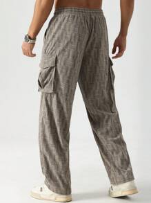 Manfinity Homme Men's Lace-Up Pocket Casual Corduroy Pants, Simplistic Design For Daily Wear - Multicolor - View 2