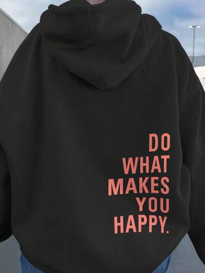 SHEIN EZwear CURVE 大码休闲标语印花卫衣，秋冬季毕业季，教师女士款，返校季套头衫