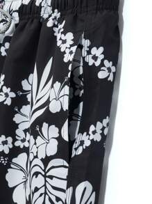 Manfinity KASUA Plus Size Men's Floral Print Drawstring Waist Loose Beach Shorts - Multicolor - View 3