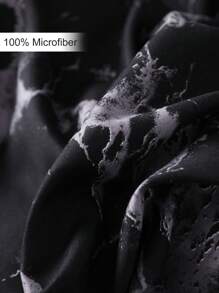 2 件装黑色大理石图案印花涤纶枕套，款式涤纶枕套 - 黑色 - 查看 5