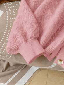 Firerie 大码休闲度假居家保暖经典优雅下午茶杏色套头长袖开衫毛衣外套秋冬季