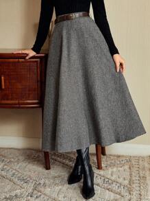 Vintamour Saia Vintage Elegante de Cintura Alta com Bolsos para Mulheres, Saia Flare Solta, Roupas Casuais/de Trabalho de Inverno para Mulheres, Roupas de Inverno para Mulheres no Dia de Ação de Graças, Roupas de Natal para Mulheres, Saia de Natal para Mulheres, Saia de Festa de Natal, Saia de Natal, Roupas de Natal, Saia de Réveillon, Saia de Ação de Graças, Saia de Férias, Saia de Inverno