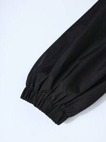 SHEIN EZwear 2pcs Set:  Windbreaker + Warm Down Jacket, Plus Size Down Jacket - Black - View 4
