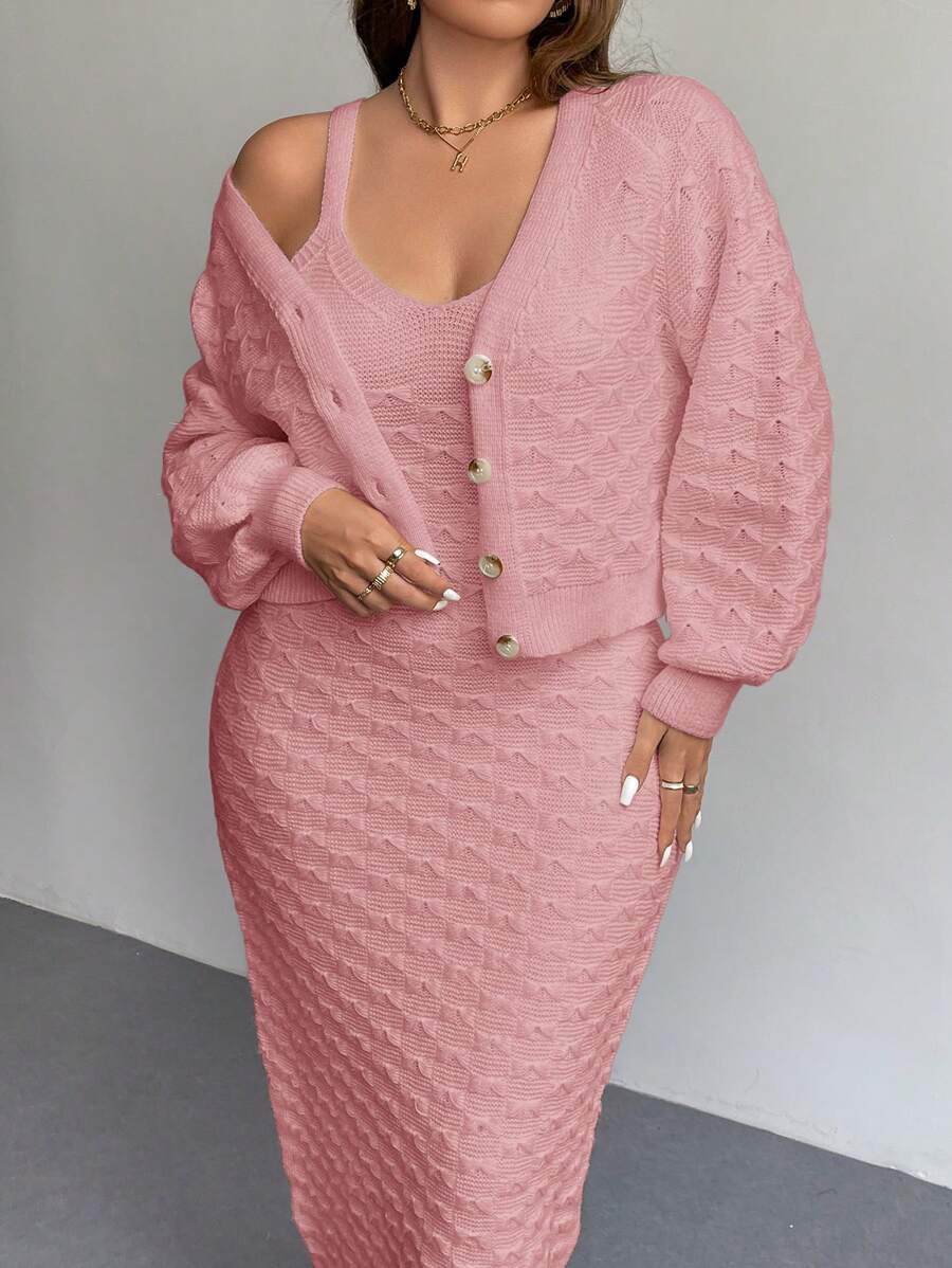 Firerie 大码休闲度假居家保暖经典优雅下午茶杏色套头长袖开衫毛衣外套秋冬季