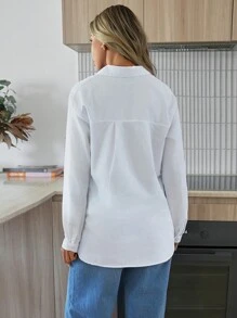 Cottnline Ivory Simplicity: Pure Cotton White Blouse - White - View 2