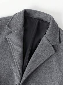 Manfinity Mode Men's Long Sleeve Casual Solid Color Overcoat For Autumn/Winter