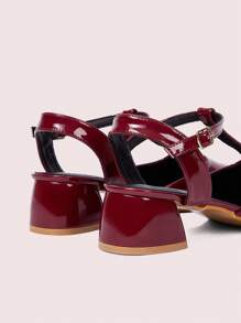 CUCCOO DOLLMOD Women's Plain Color Fashionable Elegant High Heel Pumps For Commuting New Year Holiday Valentines - Burgundy - View 8