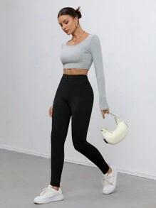 SHEIN Tall 黑色高弹针织打底裤三件套