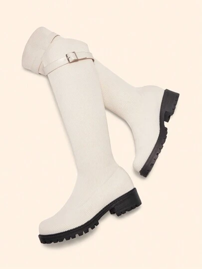 CUCCOO BASICS Women's Fashion Versatile Knee-High Riding Boots, Suitable For Halloween For Christmas And New Year Holiday Vibe Fall And Winter