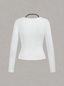 TaskEZ Plain Notched Neck Long Sleeve Scrub Uniform Top - Multicolor - View 8