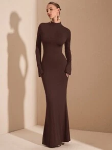 SHEIN BAE Elegant Women Long Sleeve Dress, Casual, Date, Outings, Nightclub, Party Wear, Autumn