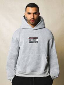SUMWON Parental Advisory Trust No One Pullover Hoodie Streetwear Urban Style Casual Comfort Fall Winter Loungewear Graphic Sweatshirt Music Culture Statement - Grey - View 1