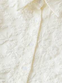 SHEIN Clasi 大码女式提花针织领长袖休闲常规衬衫