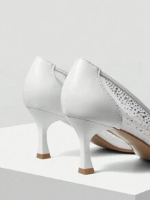 MOTF PREMIUM THỜI TRANG NỮ GIÀY CAO GÓT MŨI NHỎ TRANG TRẮNG ĐÁ NHỎ TRONG SUỐT CHO LỄ HỘI GIÁNG SINH VÀ NĂM MỚI THU ĐÔNG - trắng - Xem 5