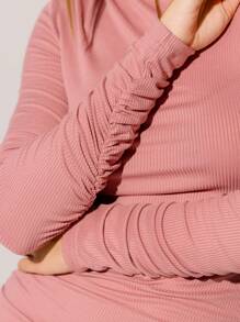 Aralina Vestido feminino elegante de manga comprida com decote simulado - Rosa Quente - Ver 3