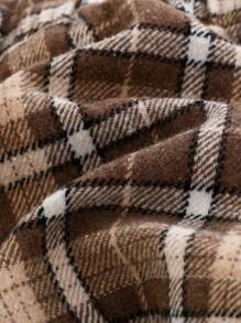 Cozy Pixies 3pcs/Set Baby Girl Solid Color Knitted Soft Mock Neck Sweater, Plaid Skirt And Sleeveless Furry Vest, Warm And Versatile For Winter, Suitable For Casual, Indoor, Holiday, Christmas, New Year Occasions - Multicolor - View 5