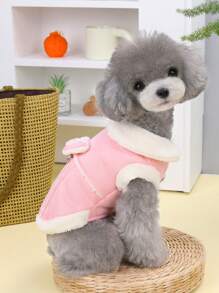 PETSIN Pink Lambs Wool Thickened Padded Windproof Pet Coat For Autumn/Winter - Pink - View 2