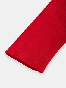 SHEIN Teengirl Red Bodycon Christmas Dress, White Bow Decor, Party Dress - Red and White - View 4