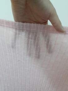 SHEIN Thai sản Màu thuần Tay áo dài áo Và Quây Áo liền quần Bộ - Hồng - Xem 7