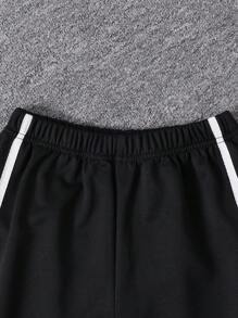 SHEIN Bộ 2 món/Bộ quần áo chui đầu họa tiết bóng đá thường ngày cho bé trai tuổi teen - Nhiều màu - Xem 3