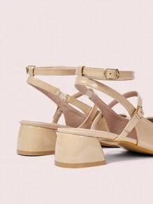 CUCCOO DOLLMOD 1 Pair Classic Design Solid Color Chunky Heel Women Dress Shoes, Casual For Daily Wear New Year Holiday - Apricot - View 8