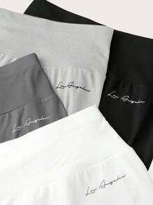 SHEIN EZwear 多色女式字母印花休闲百搭修身打底裤 - 灰色 - 查看 11