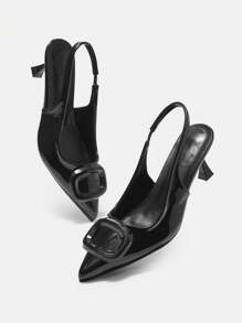 CUCCOO BIZCHIC Women's Red Pointed Toe High Heel Shoes With Ankle Strap, Retro Classic Style, Comfortable & Versatile, New Design Spring Shoes Spring Break Easter - Black - View 6