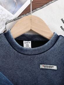 Bộ 2 quần nỉ cổ tròn phong cách đường phố cho bé trai và bé gái, trang phục thời trang cho các buổi đi chơi, chụp ảnh và tụ tập vào mùa xuân/thu - Màu xanh lam - Xem 3