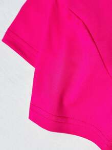 2 件装 Tween Girls 字母印花短袖 T 恤和牛仔裤套装 - 玫紅色 - 查看 7