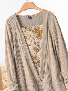 Rusticease Women Casual Floral Patchwork Crew Neck Sweatshirt For Daily Wear, Autumn Winter