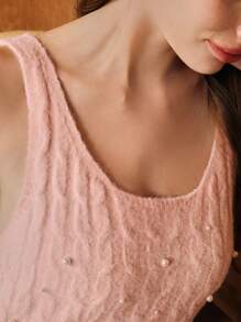 MOTF PREMIUM VESTIDO DE PUNTO CABLE CON FALSAS PERLAS - Rosa - Ver 3