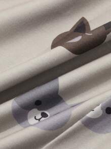 DAZY 可爱卡通猫咪印花宽松睡裤，秋冬款 - 卡其色 - 查看 9