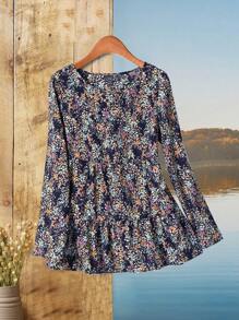 Rusticease Women's Blouse Winter Women Dress Casual Women Tops Long Sleeve Women Shirts Brown Long Sleeve Fall Women Outfits Fall Clothes Curve Classy Outfits Long Sleeve Women Tops Cottage Core Goddess Costume Women Clothes Western Women Dresses Button Up Women Shirt Floral Winter Women Clothes - Multicolor - View 1