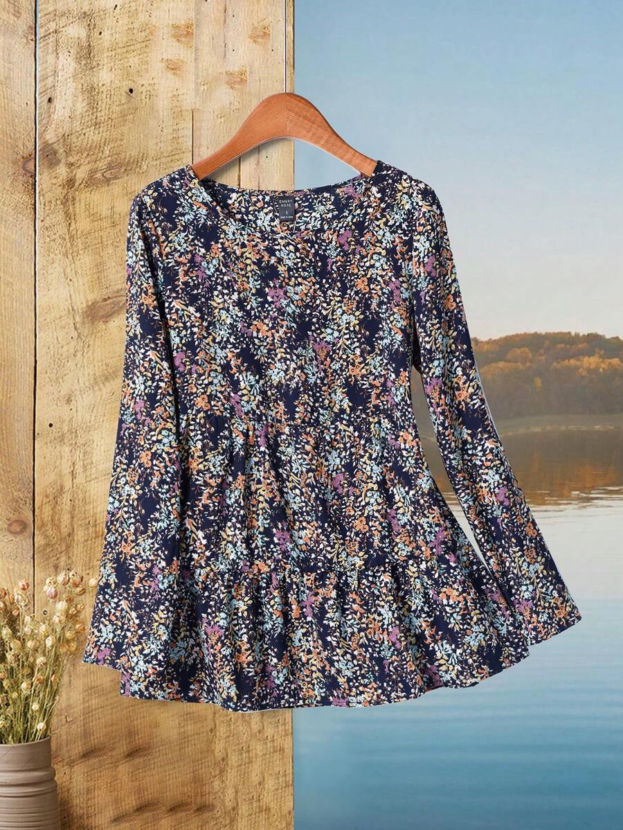 Rusticease Women's Blouse Winter Women Dress Casual Women Tops Long Sleeve Women Shirts Brown Long Sleeve Fall Women Outfits Fall Clothes Curve Classy Outfits Long Sleeve Women Tops Cottage Core Goddess Costume Women Clothes Western Women Dresses Button Up Women Shirt Floral Winter Women Clothes - Multicolor - View 1